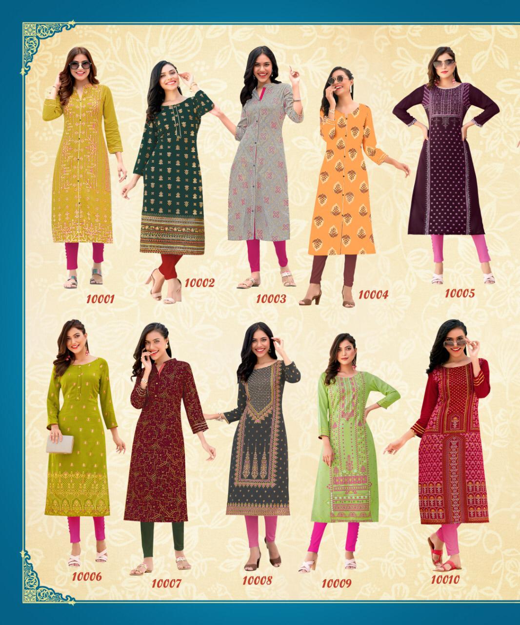 Garden City 10 Ethnic Wear Designer Printed Rayon Kurtis Collection
